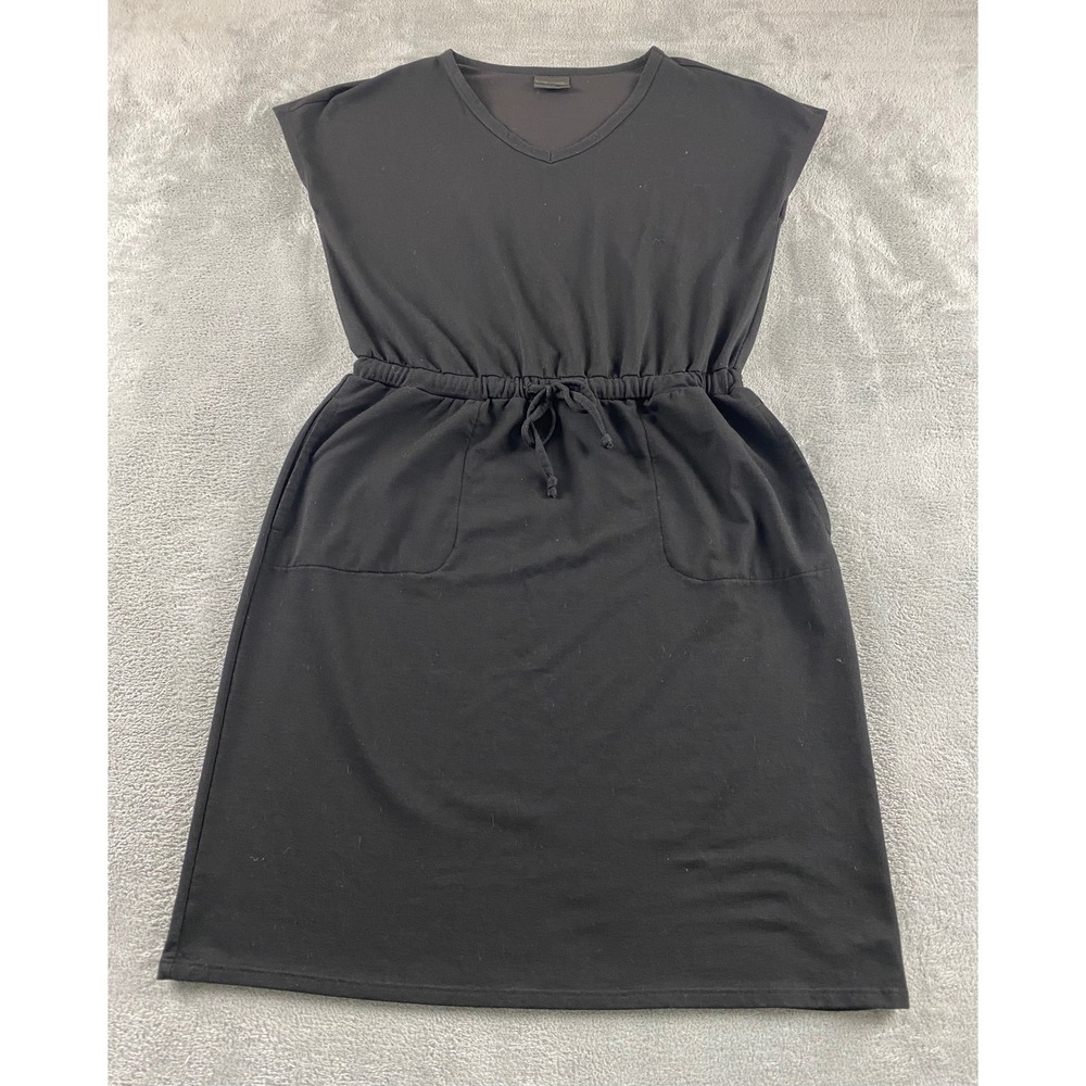 32 Degrees Cool Womens Black V-Neck Drawstring Waist Pocket T-Shirt Dress Small